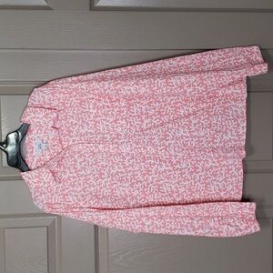 Croft & Barrow coral print button down long sleeve shirt size large